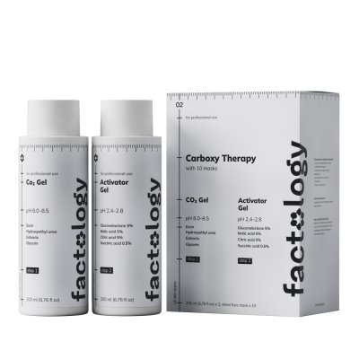 Factology Карбокситерапия, набор (гель + активатор) с тканевыми масками (10шт) 2х200