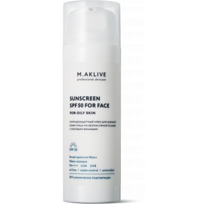 M.AKLIVE Солнцезащитный крем SPF50 для жирной кожи лица 150мл